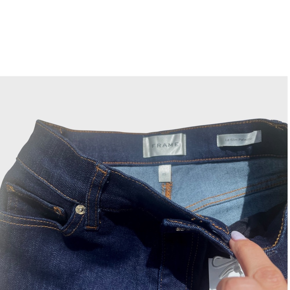 FRAME Le Slim Palazzo Jeans Rinsed Indigo High Rise Wide Leg LSP814 Size 25 NWT - Picture 7 of 8